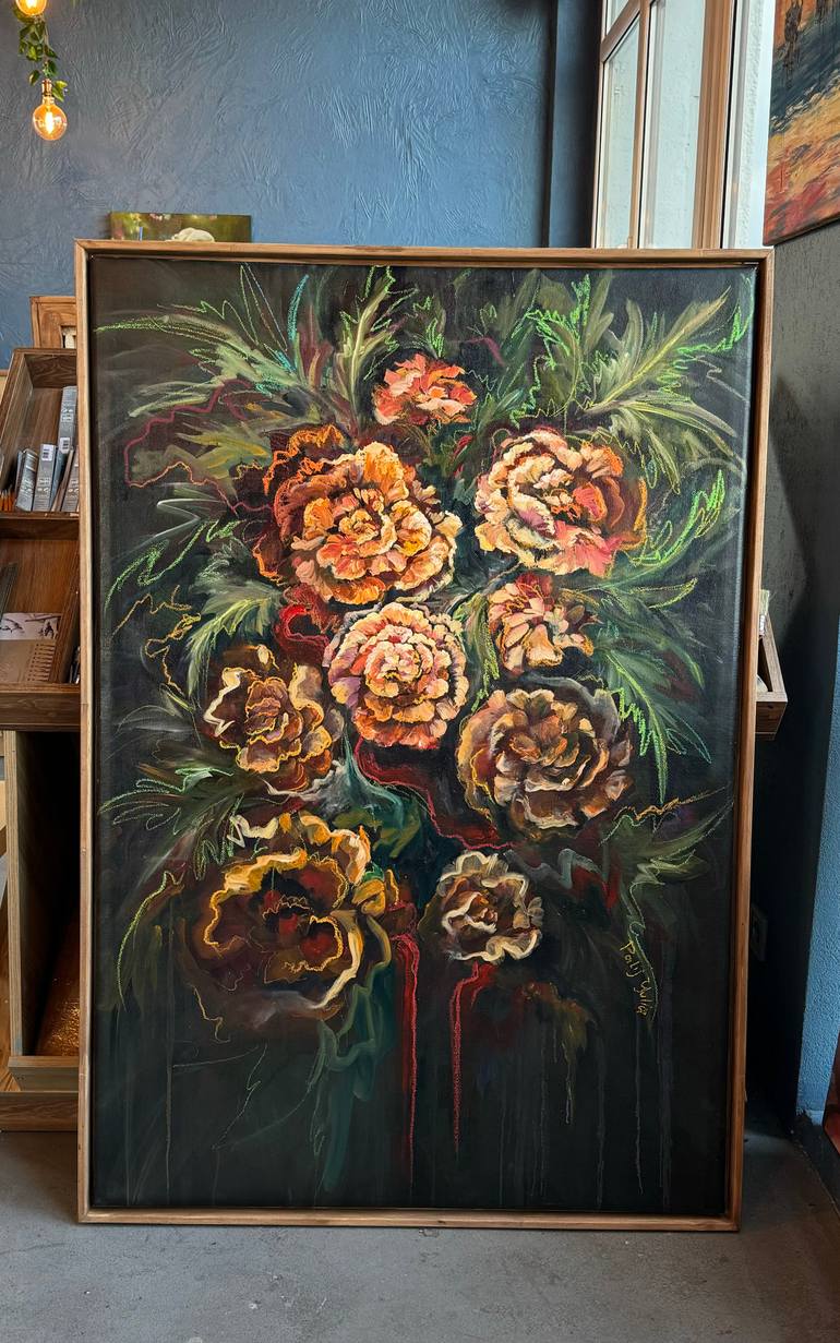 Original Abstract Floral Painting by Yuliia Poraiko