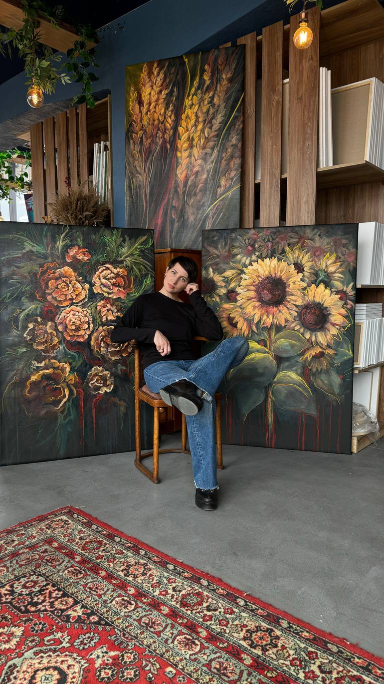 Original Abstract Floral Painting by Yuliia Poraiko