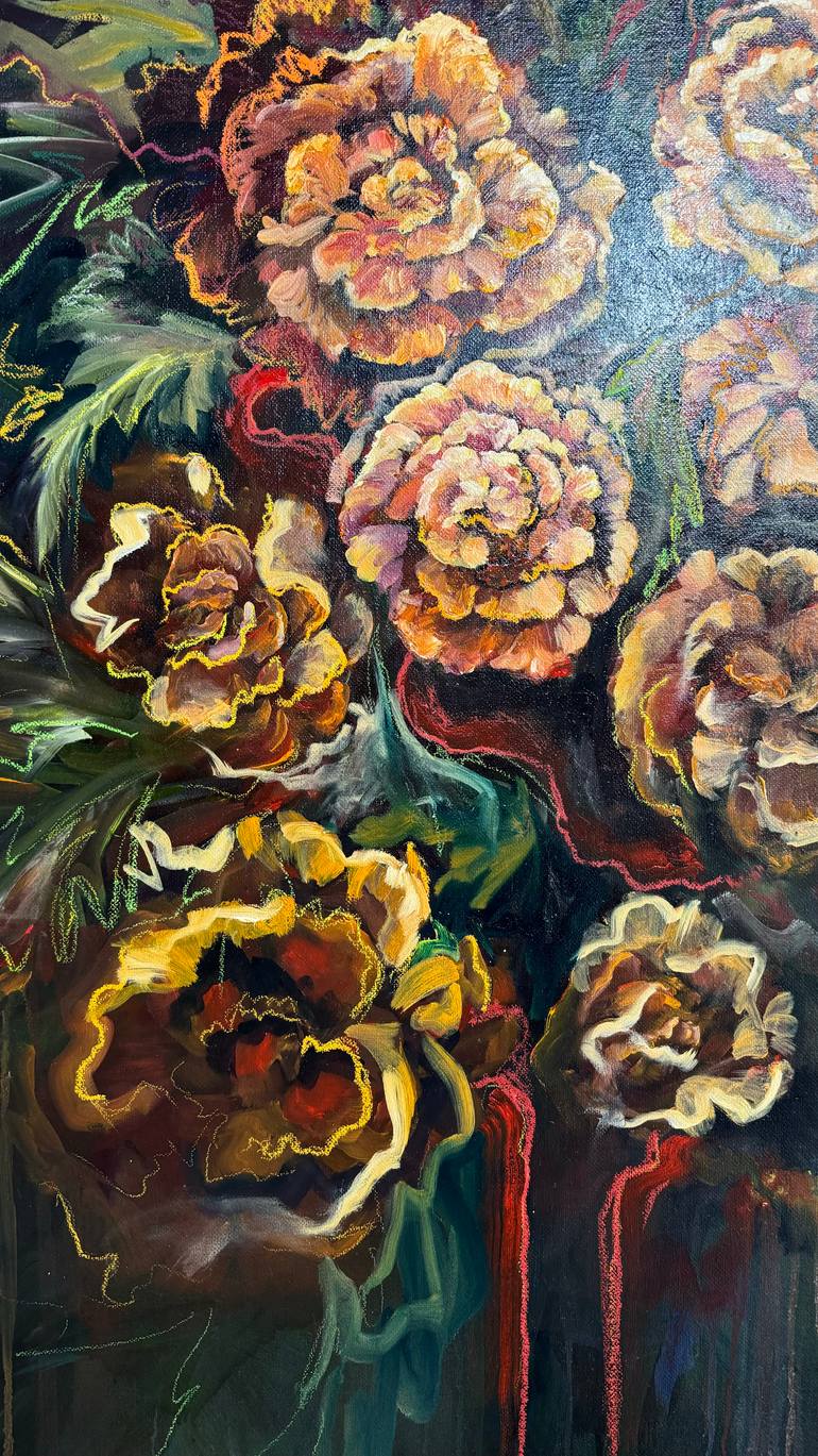 Original Abstract Floral Painting by Yuliia Poraiko