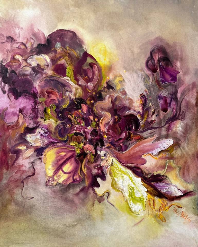 Original Botanic Painting by Yuliia Poraiko | Abstract Art on Canvas | The pulse of colors