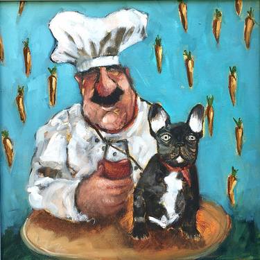 french chef with french bulldog thumb