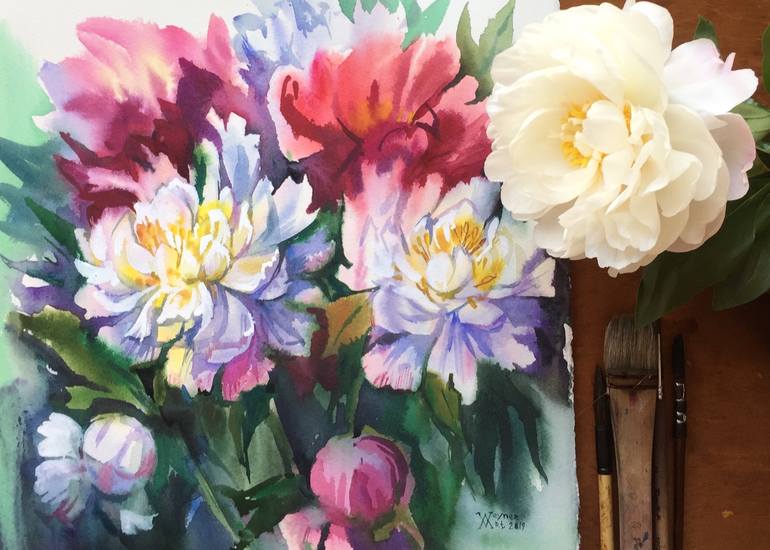 Original Figurative Floral Painting by Natalia Veyner