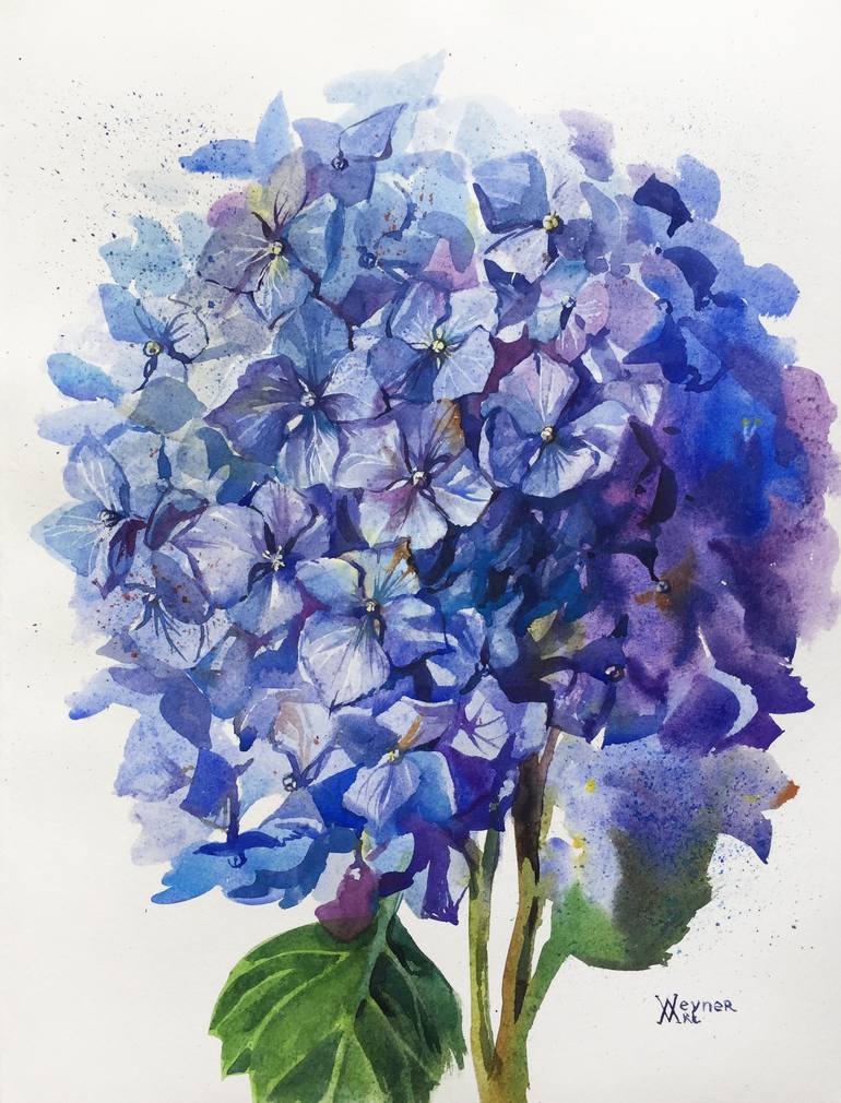 Blue Hydrangea Bouquet Botanical Painting Painting By Natalia Veyner Saatchi Art