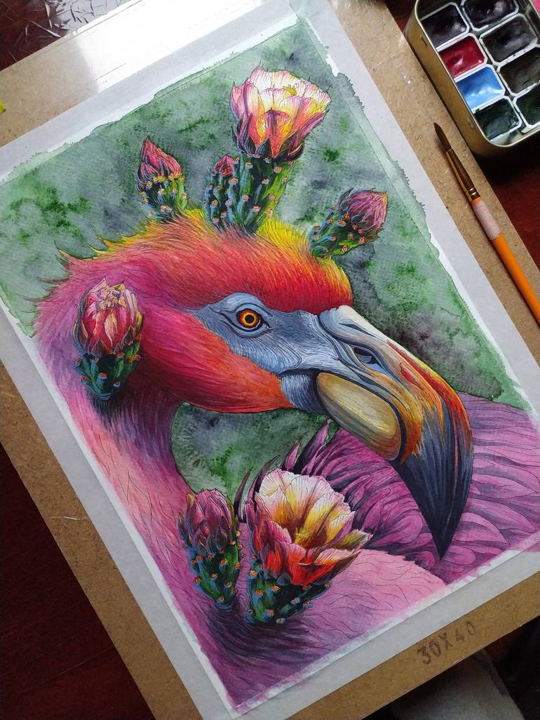 Original Illustration Animal Painting by Anna Shabalova