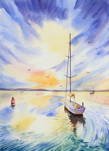 Print of Sailboat Paintings by Prashant Bhor