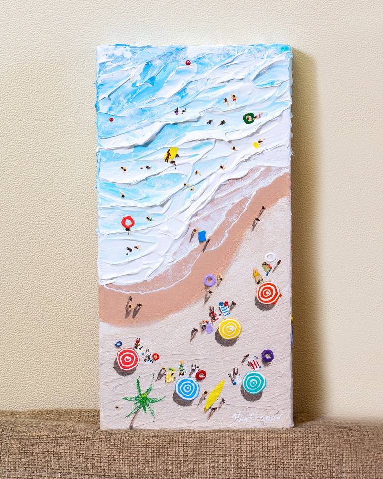 Original Abstract Beach Painting by Nikita VanChagov