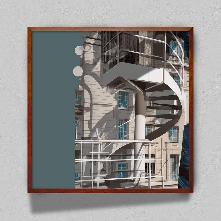 Original Abstract Architecture Mixed Media by John McConnico