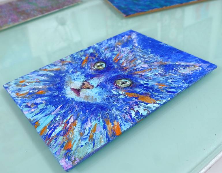 Original Expressionism Cats Painting by Anastasia Woron 