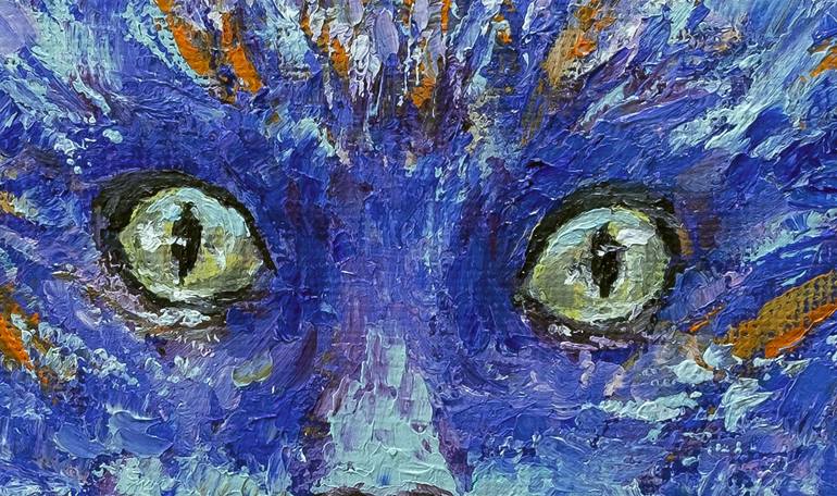 Original Expressionism Cats Painting by Anastasia Woron 