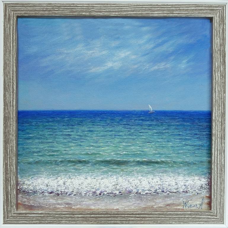 Print of Realism Seascape Paintings by Anastasia Woron 