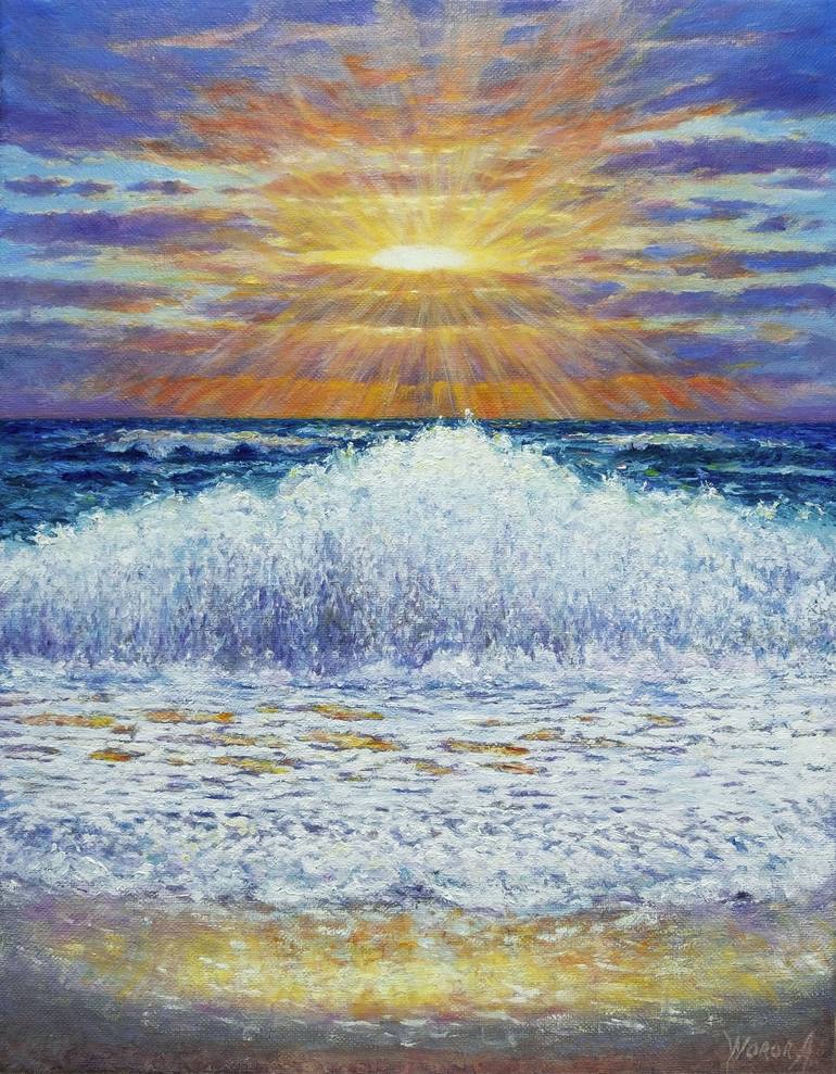 Print of Impressionism Seascape Paintings by Anastasia Woron 