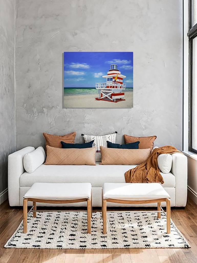 Original Art Deco Beach Painting by Anastasia Woron 