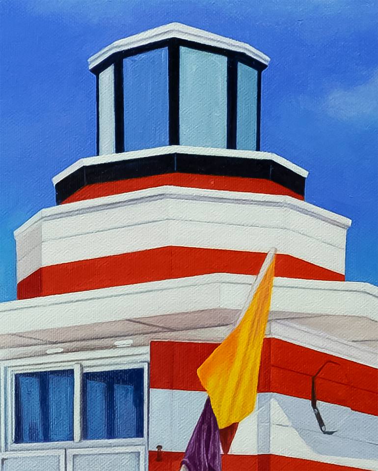 Original Art Deco Beach Painting by Anastasia Woron 