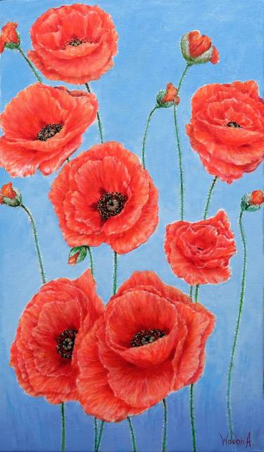 Poppies on blue. thumb