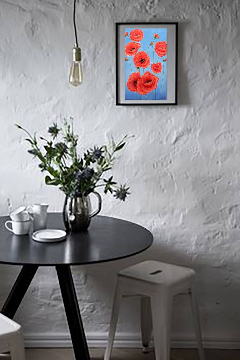 Original Folk Floral Painting by Anastasia Woron 