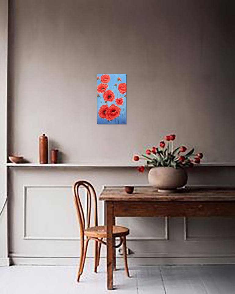 Original Folk Floral Painting by Anastasia Woron 