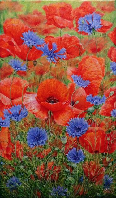 Poppies with cornflowers. thumb