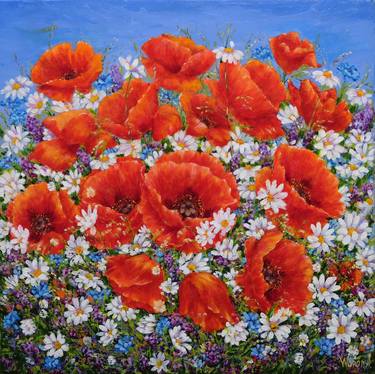 POPPIES WITH DAISIES. thumb