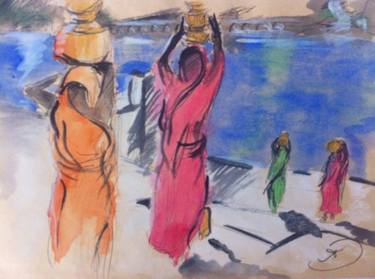 WOMEN CARRYING WATER FROM PUSHKAR LAKE thumb