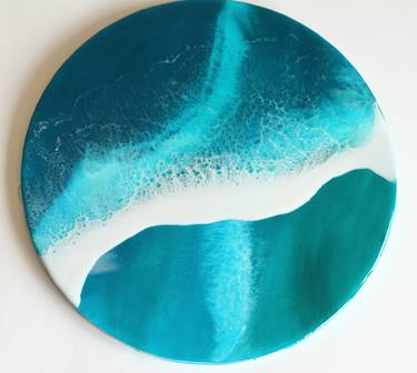 Ocean Tide/ wave abstract resin round blue seascape marine thumb