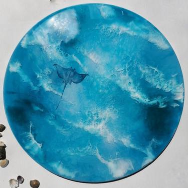 Clear ocean water/ stingray fish resin seascape abstract resin thumb