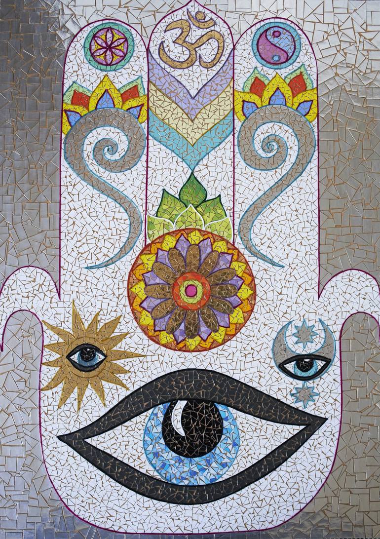 Recycled Paper Mosaic Ahimsa Collage by Cassiana Castagna | Saatchi Art