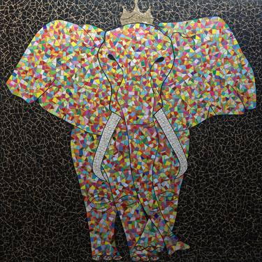 Recycled Paper Mosaic King Elephant thumb