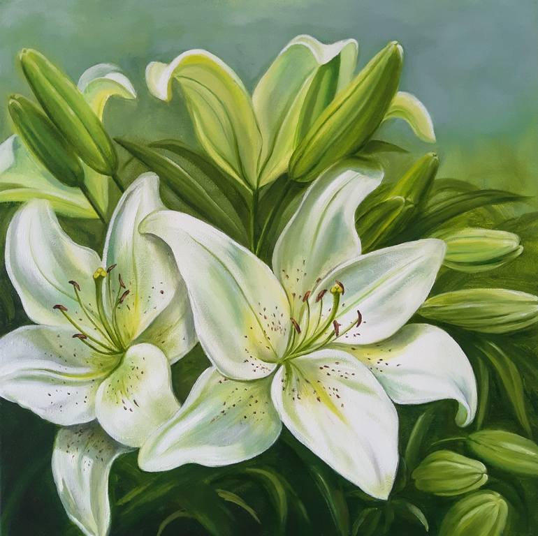 Lilies Painting by Elena Mirkotan | Saatchi Art