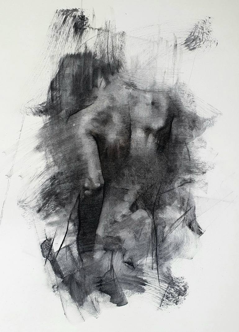 Contemporary female nude back Drawing by Shaun Othen | Saatchi Art