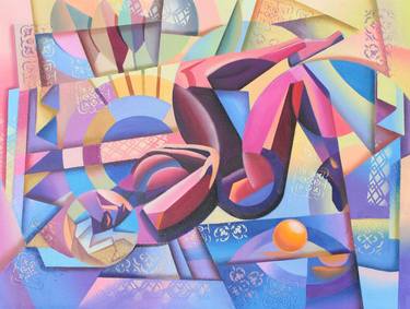 Original Cubism Abstract Paintings by Apollonas Soben