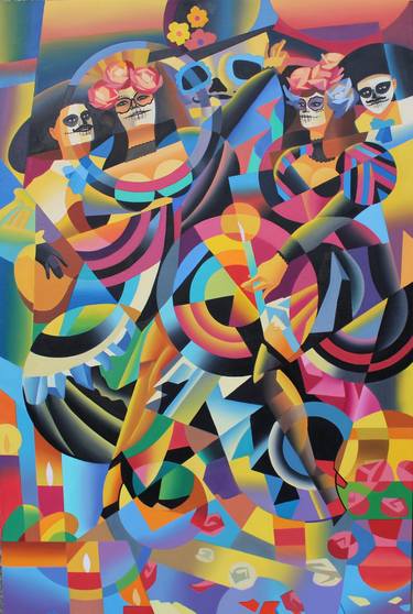 Original Cubism Abstract Paintings by Apollonas Soben