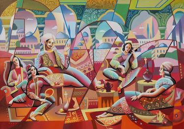 Original Cubism Family Paintings by Apollonas Soben