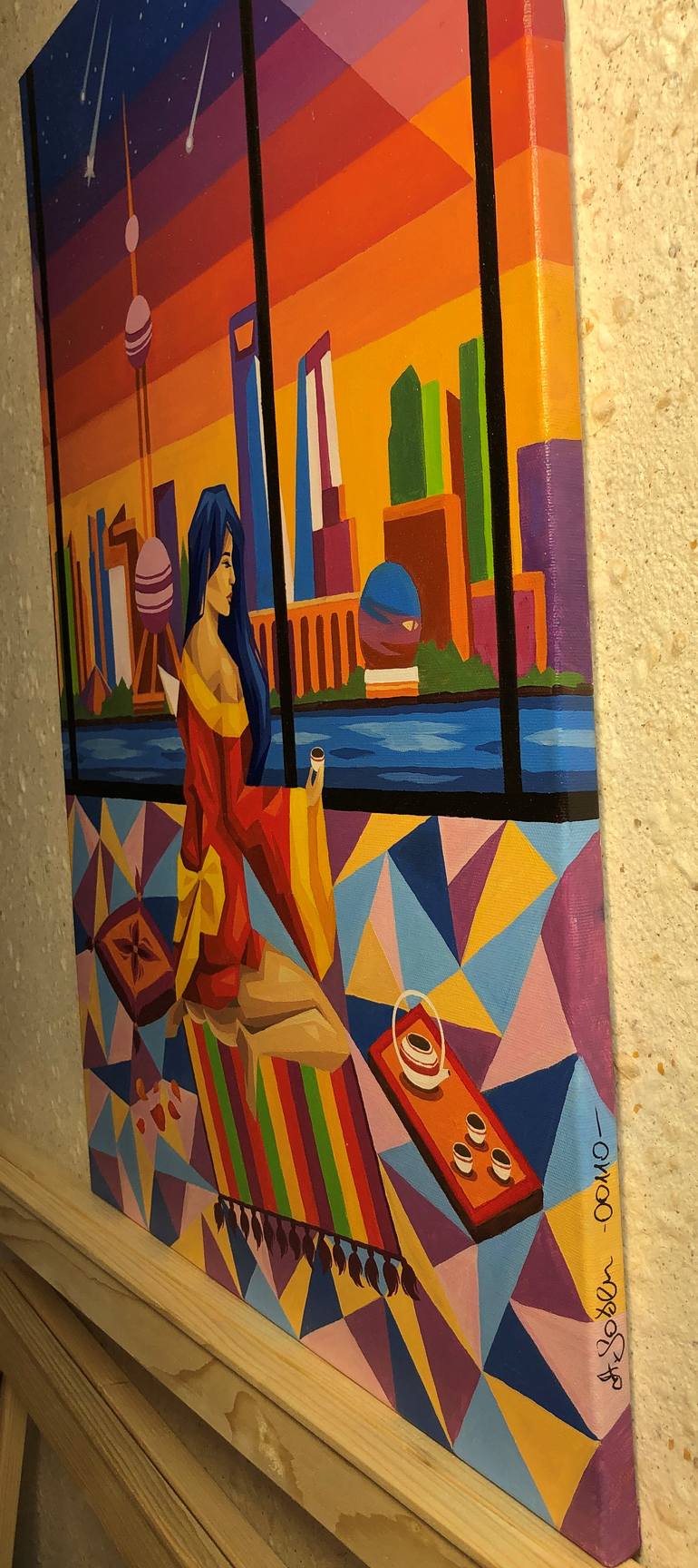 Original Abstract Expressionism Architecture Painting by Apollonas Soben