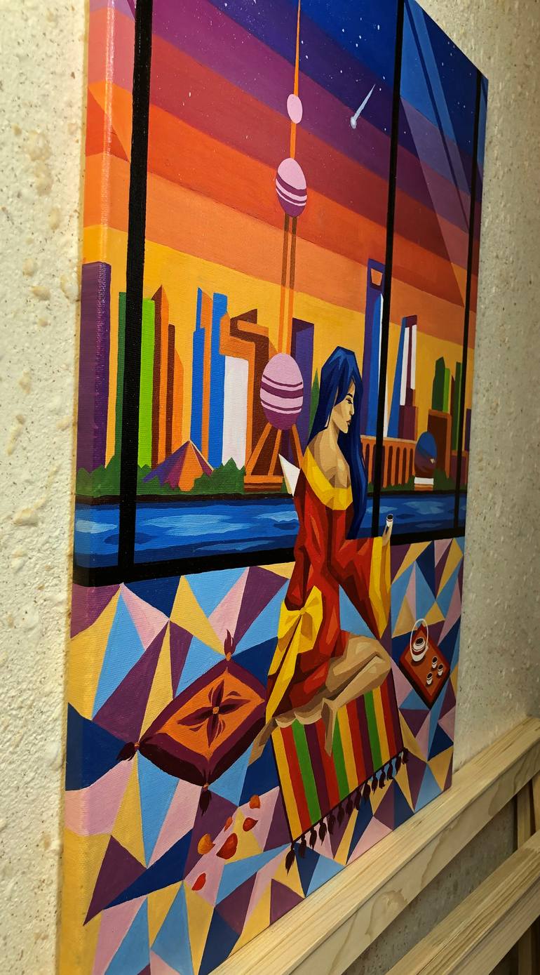 Original Abstract Expressionism Architecture Painting by Apollonas Soben