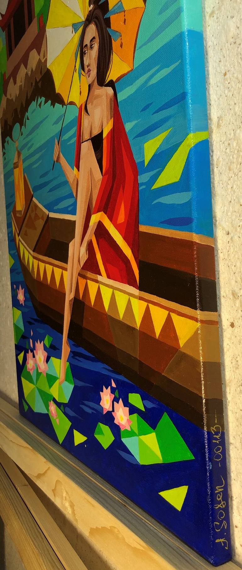 Original Boat Painting by Apollonas Soben