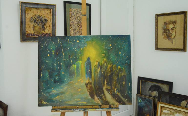 Original Abstract Expressionism People Painting by Nani Potskhverashvili