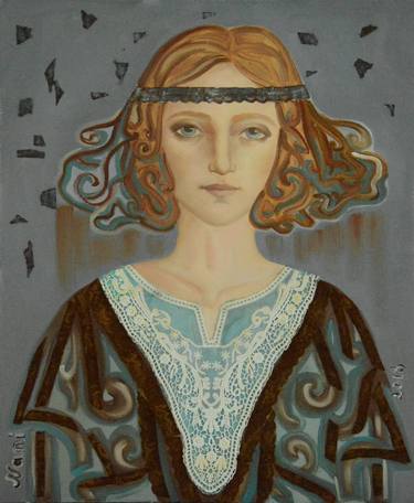 Original Art Deco Portrait Paintings by Nani Potskhverashvili
