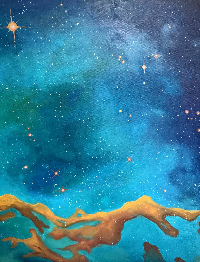 Original Contemporary Outer Space Painting by Nani Potskhverashvili