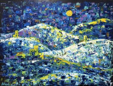 Original Abstract Expressionism Landscape Painting by Nani Potskhverashvili