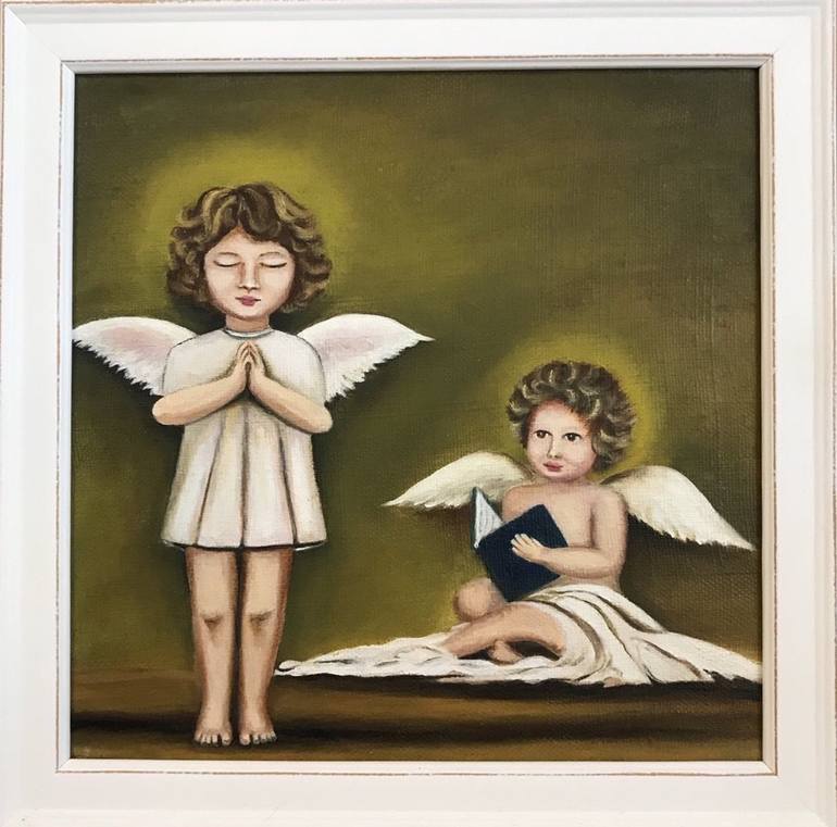 Two angels Painting by Olya Poltavtseva Saatchi Art