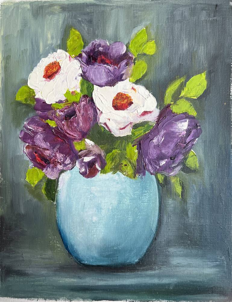 Lilac Bouquet Still Life, Watercolor Lil, Painting by Olya