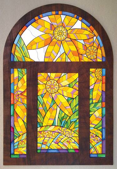 Stained glass design, for a private house thumb
