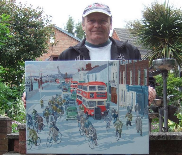 Original Figurative Cities Painting by Michael Mcevoy