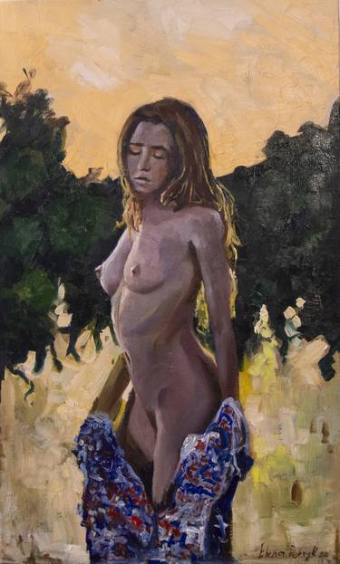 Naked girl in the field thumb