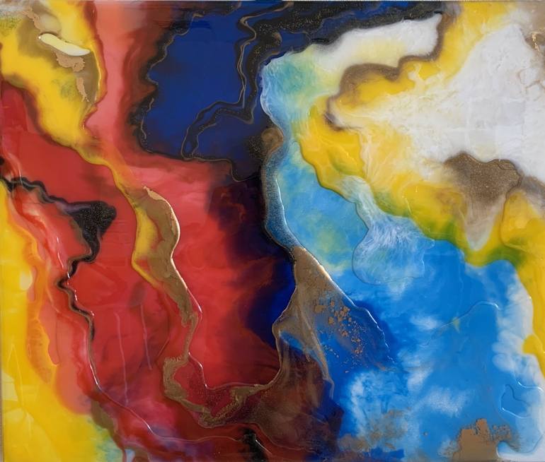 Mixed Feeling - Resin Epoxy Art On Wood Panel Abstraction Bright Color Painting By Frich Olesya | Saatchi Art