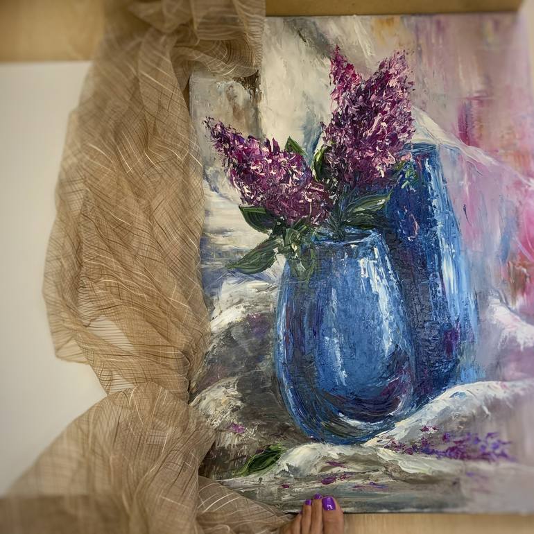 Still Life with Lilac Painting  Giochimo Galbusera Oil Paintings