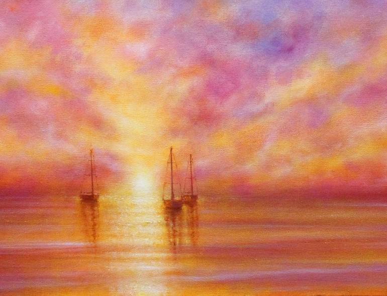 Original Impressionism Seascape Painting by Stella Dunkley