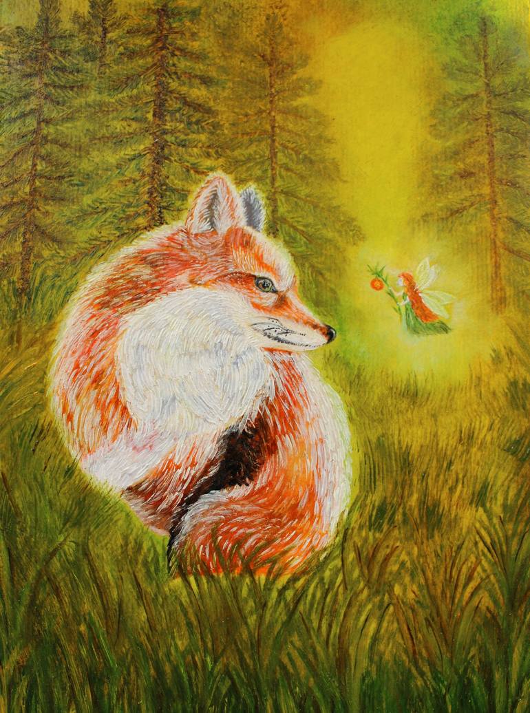 FANTASY RED FOX ART fox abstract art fox related gifts art of fox the fox  painting
