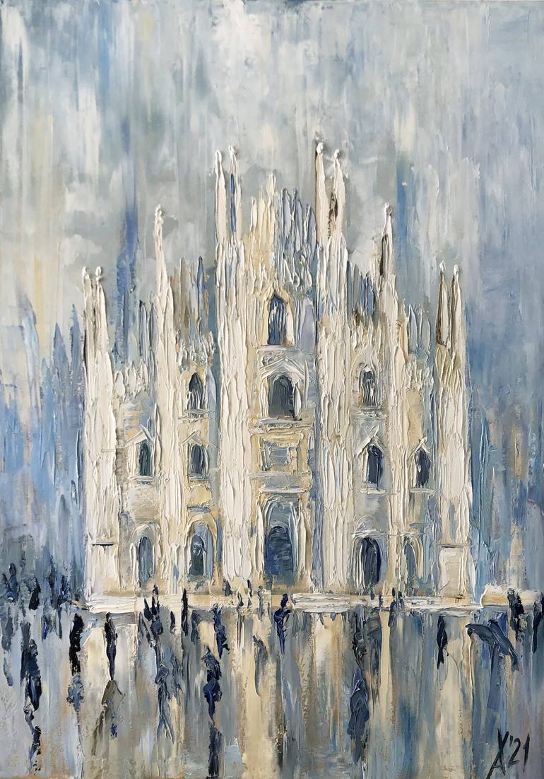 Milan's Duomo after the rain Painting by Anastasiya Kharchenko