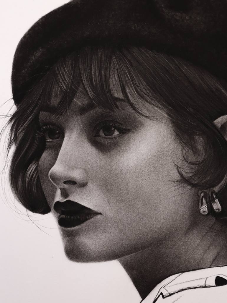 Original Photorealism Women Drawing by Mariam Darchiashvili